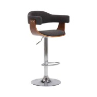 Tabourets de bar 2 pcs Gris Bois courbé et tissu