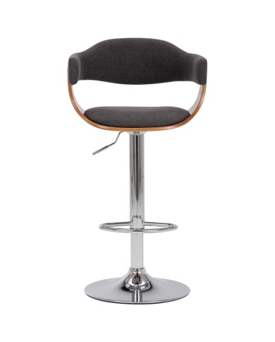 Tabourets de bar 2 pcs Gris Bois courbé et tissu