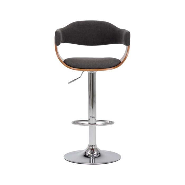 Tabourets de bar 2 pcs Gris Bois courbé et tissu