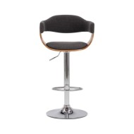 Tabourets de bar 2 pcs Gris Bois courbé et tissu