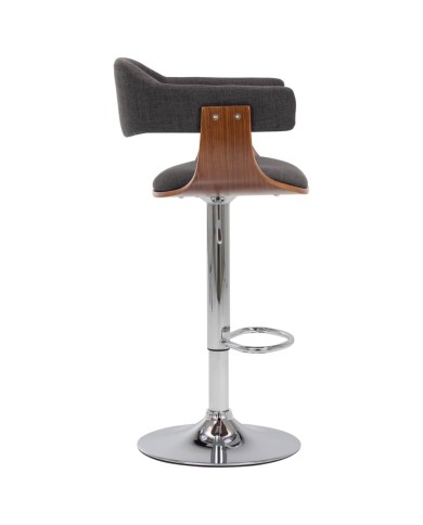 Tabourets de bar 2 pcs Gris Bois courbé et tissu