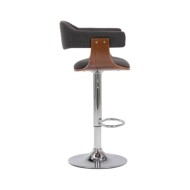 Tabourets de bar 2 pcs Gris Bois courbé et tissu