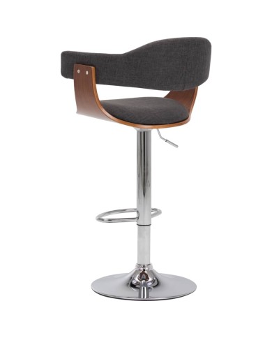 Tabourets de bar 2 pcs Gris Bois courbé et tissu