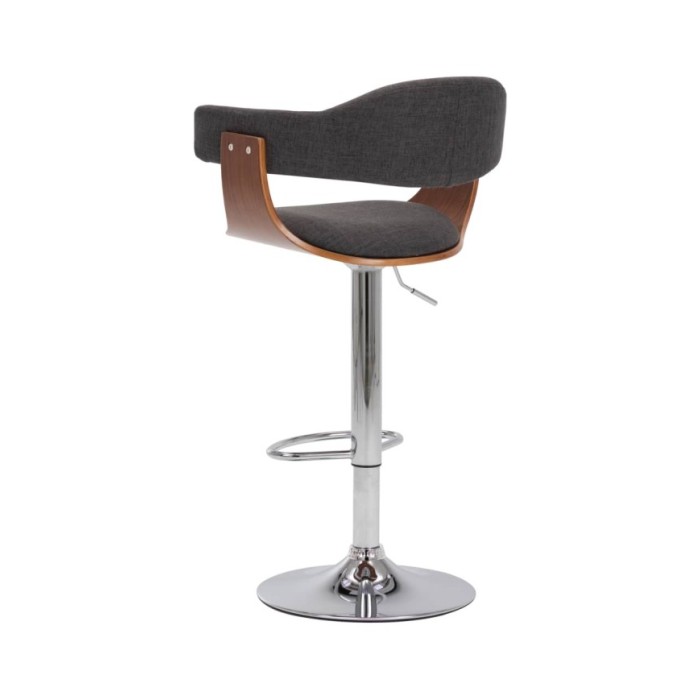 Tabourets de bar 2 pcs Gris Bois courbé et tissu