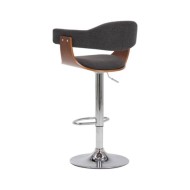 Tabourets de bar 2 pcs Gris Bois courbé et tissu