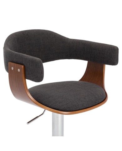 Tabourets de bar 2 pcs Gris Bois courbé et tissu