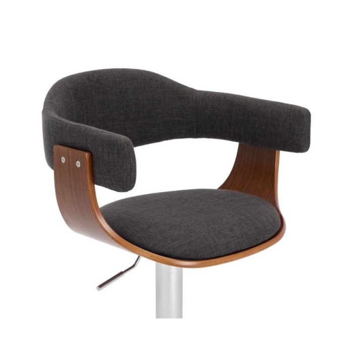 Tabourets de bar 2 pcs Gris Bois courbé et tissu