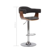 Tabourets de bar 2 pcs Gris Bois courbé et tissu