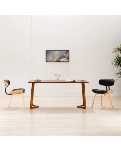 Chaises de salle à manger 2 pcs Noir Bois courbé et similicuir