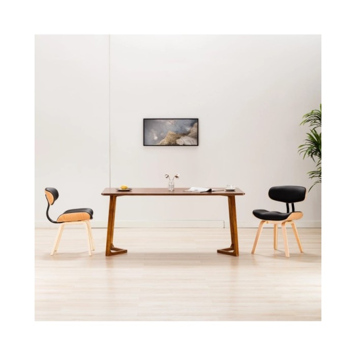 Chaises de salle à manger 2 pcs Noir Bois courbé et similicuir