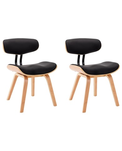 Chaises de salle à manger 2 pcs Noir Bois courbé et similicuir