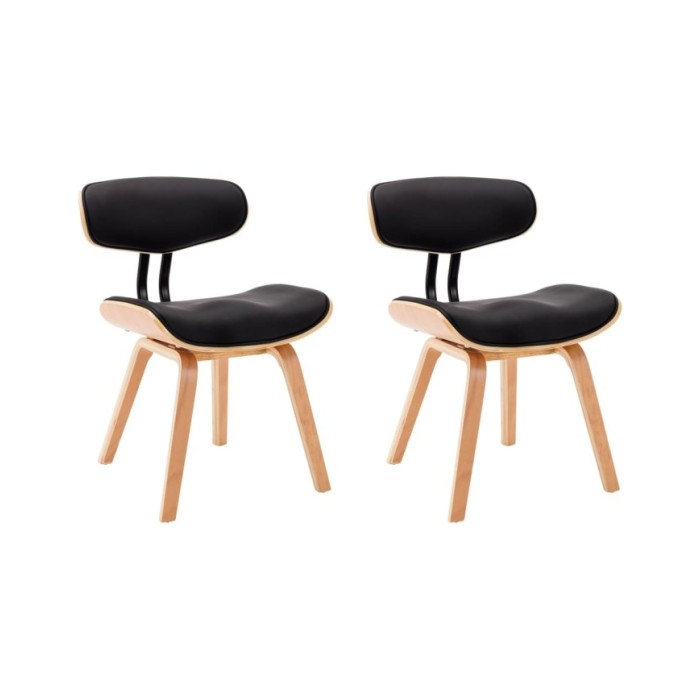 Chaises de salle à manger 2 pcs Noir Bois courbé et similicuir