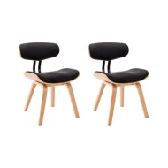Chaises de salle à manger 2 pcs Noir Bois courbé et similicuir