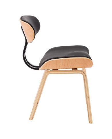 Chaises de salle à manger 2 pcs Noir Bois courbé et similicuir
