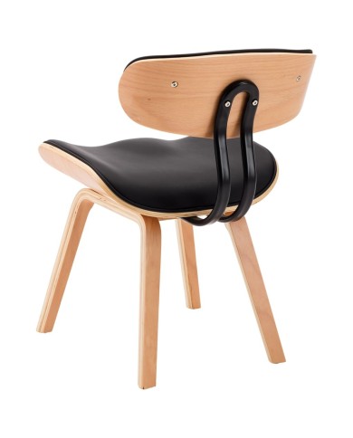 Chaises de salle à manger 2 pcs Noir Bois courbé et similicuir