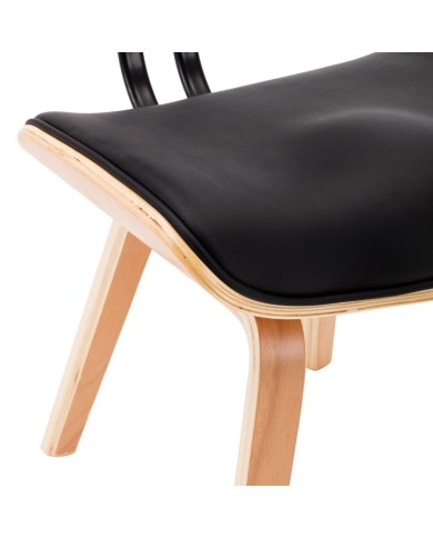 Chaises de salle à manger 2 pcs Noir Bois courbé et similicuir
