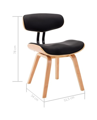 Chaises de salle à manger 2 pcs Noir Bois courbé et similicuir