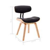Chaises de salle à manger 2 pcs Noir Bois courbé et similicuir