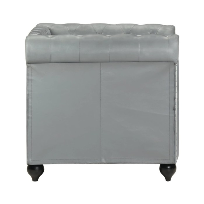 Fauteuil Chesterfield Gris Cuir véritable