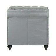 Fauteuil Chesterfield Gris Cuir véritable