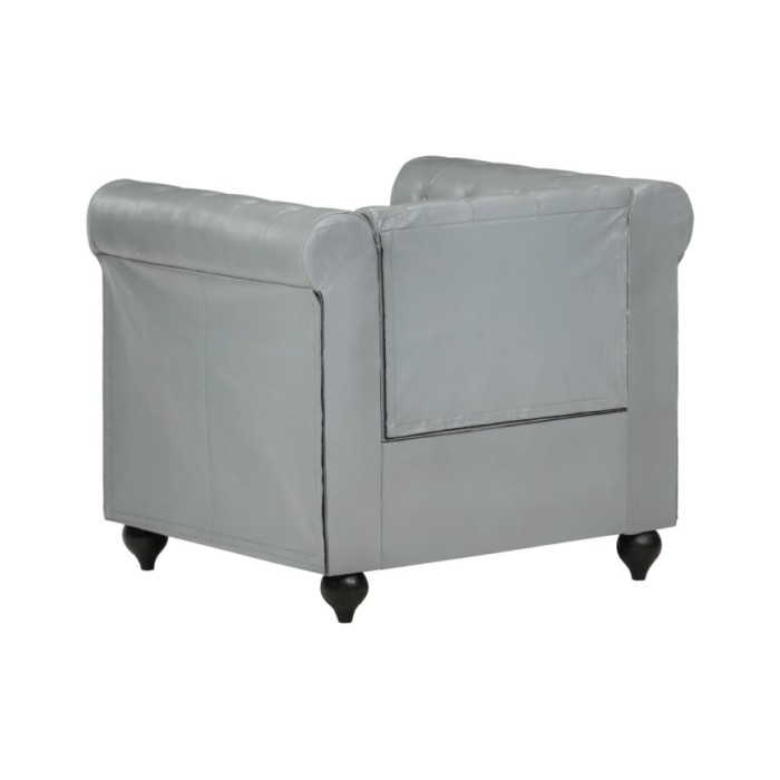 Fauteuil Chesterfield Gris Cuir véritable