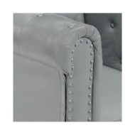 Fauteuil Chesterfield Gris Cuir véritable