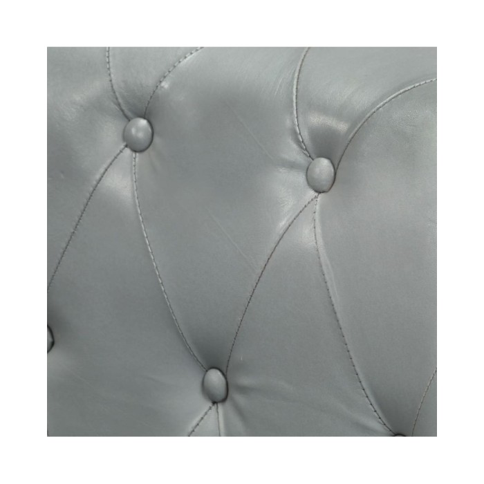Fauteuil Chesterfield Gris Cuir véritable
