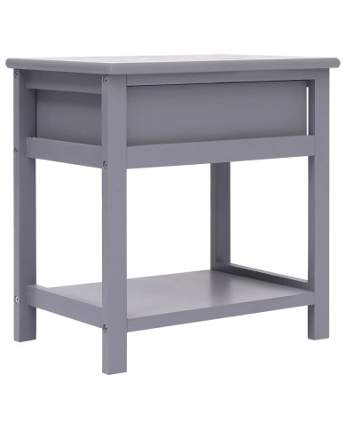 Table de chevet Gris 40x29x42 cm Bois de Paulownia