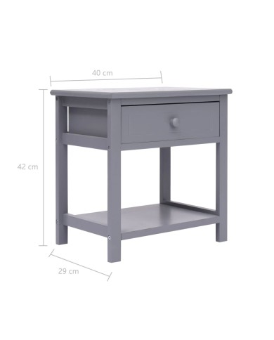 Table de chevet Gris 40x29x42 cm Bois de Paulownia
