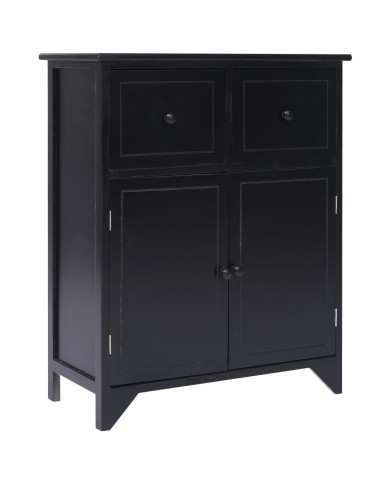 Armoire latérale Noir 60x30x75 cm Bois de Paulownia