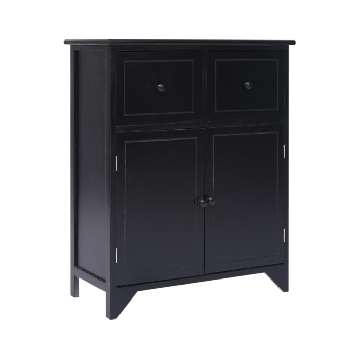 Armoire latérale Noir 60x30x75 cm Bois de Paulownia