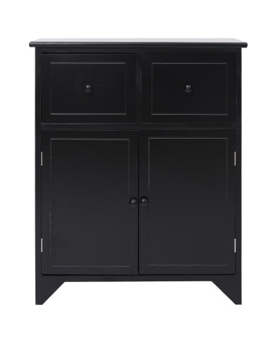 Armoire latérale Noir 60x30x75 cm Bois de Paulownia