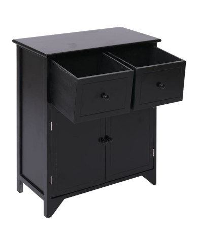 Armoire latérale Noir 60x30x75 cm Bois de Paulownia