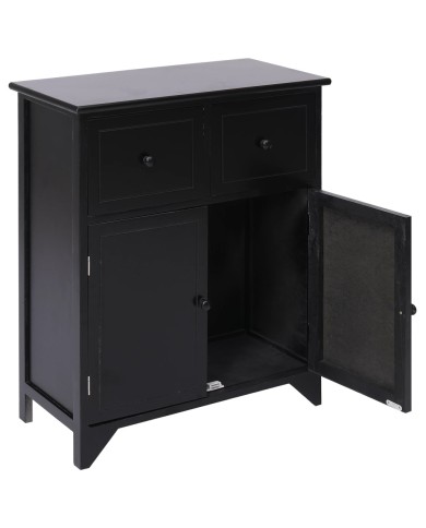 Armoire latérale Noir 60x30x75 cm Bois de Paulownia