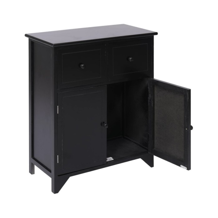 Armoire latérale Noir 60x30x75 cm Bois de Paulownia