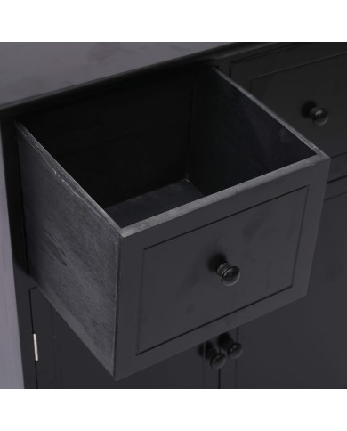 Armoire latérale Noir 60x30x75 cm Bois de Paulownia