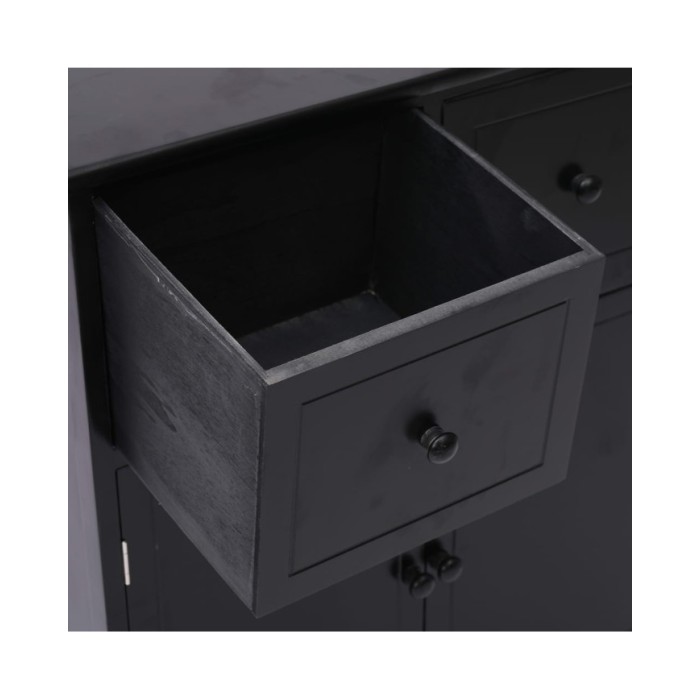 Armoire latérale Noir 60x30x75 cm Bois de Paulownia