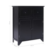 Armoire latérale Noir 60x30x75 cm Bois de Paulownia