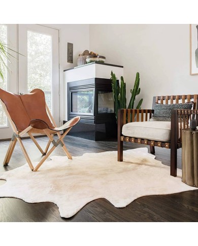 Tapis en peau de vache véritable 150 x 170 cm Beige