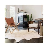 Tapis en peau de vache véritable 150 x 170 cm Beige