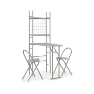 Ensemble à dîner pliant 3 pcs et étagère de rangement MDF acier
