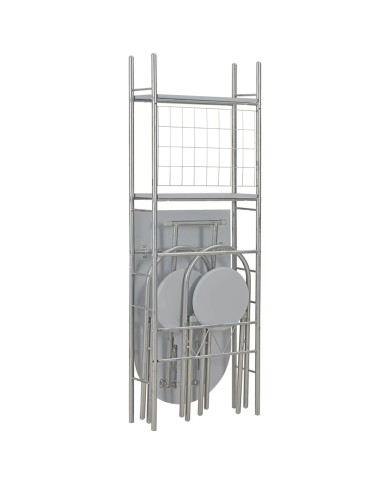 Ensemble à dîner pliant 3 pcs et étagère de rangement MDF acier