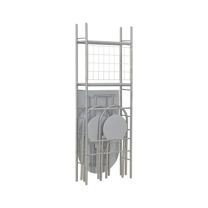 Ensemble à dîner pliant 3 pcs et étagère de rangement MDF acier