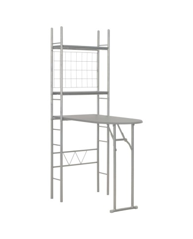 Ensemble à dîner pliant 3 pcs et étagère de rangement MDF acier
