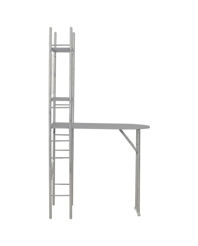 Ensemble à dîner pliant 3 pcs et étagère de rangement MDF acier