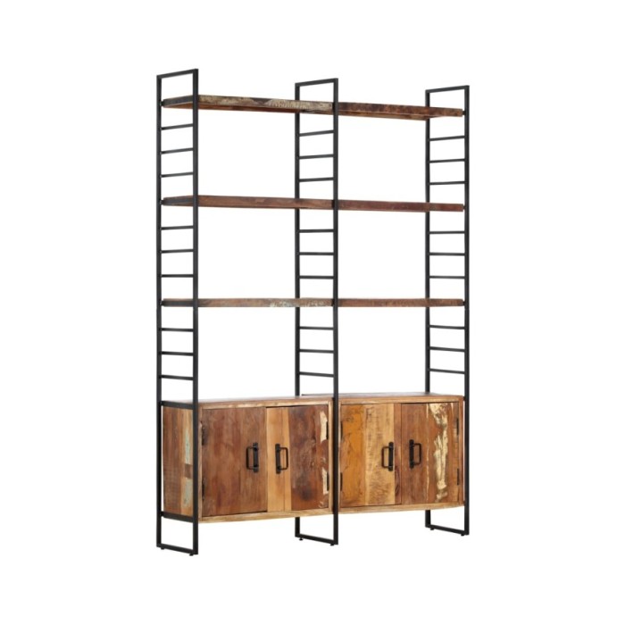 Bibliothèque 4 niveaux 124x30x180cm Bois solide de récupération