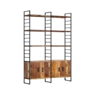 Bibliothèque 4 niveaux 124x30x180cm Bois solide de récupération