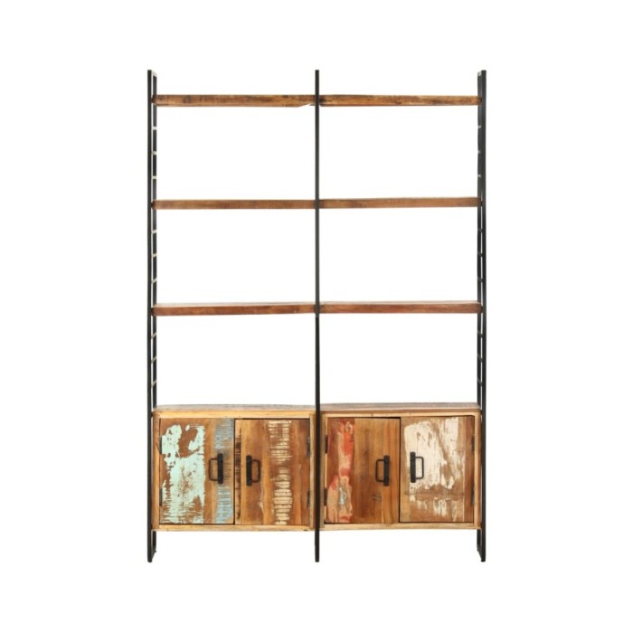 Bibliothèque 4 niveaux 124x30x180cm Bois solide de récupération