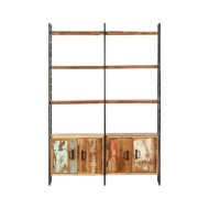 Bibliothèque 4 niveaux 124x30x180cm Bois solide de récupération