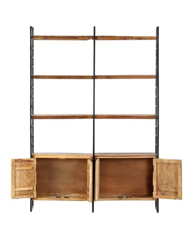 Bibliothèque 4 niveaux 124x30x180cm Bois solide de récupération